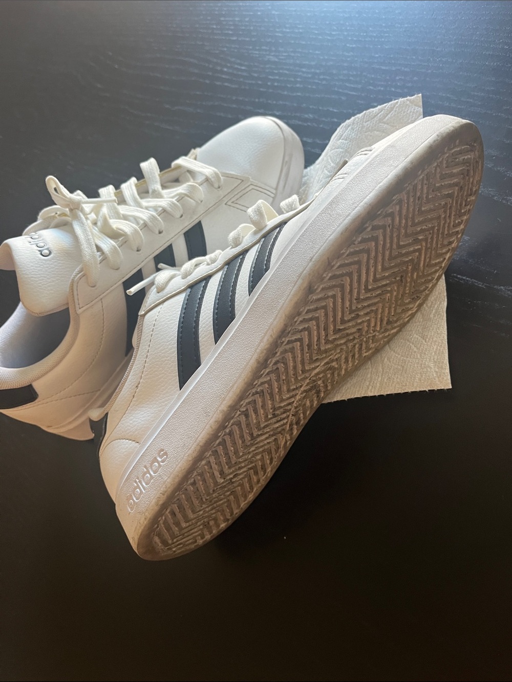 adidas White Sneakers with Black Stripes Low-Top - Picture 3 of 5